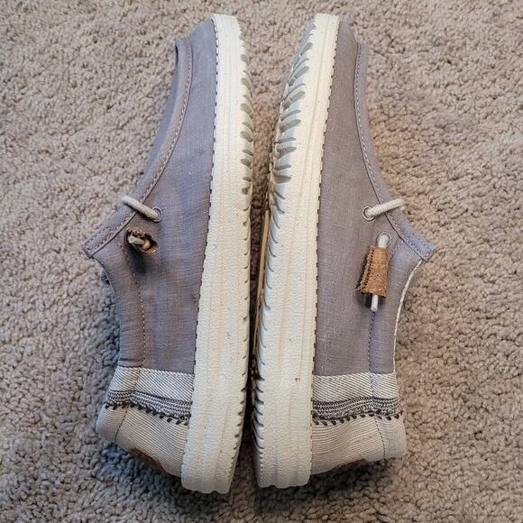 Hey Dude Wally Shoes Men’s Gray Woven Sz 10 Boho Coastal Artisan Lightweight GUC - Picture 5 of 10